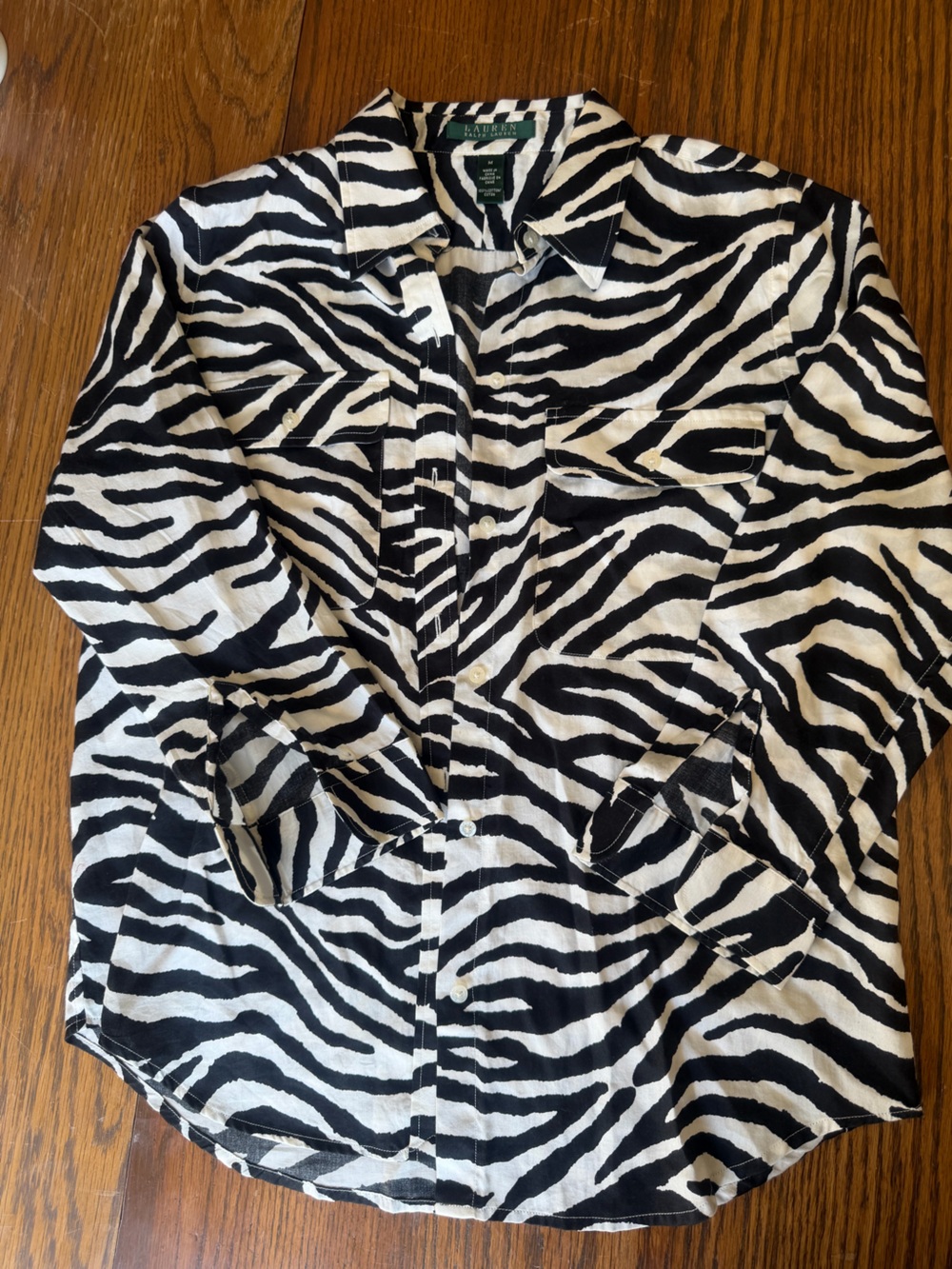 Zebra Print Button-Down Shirt - Black & White